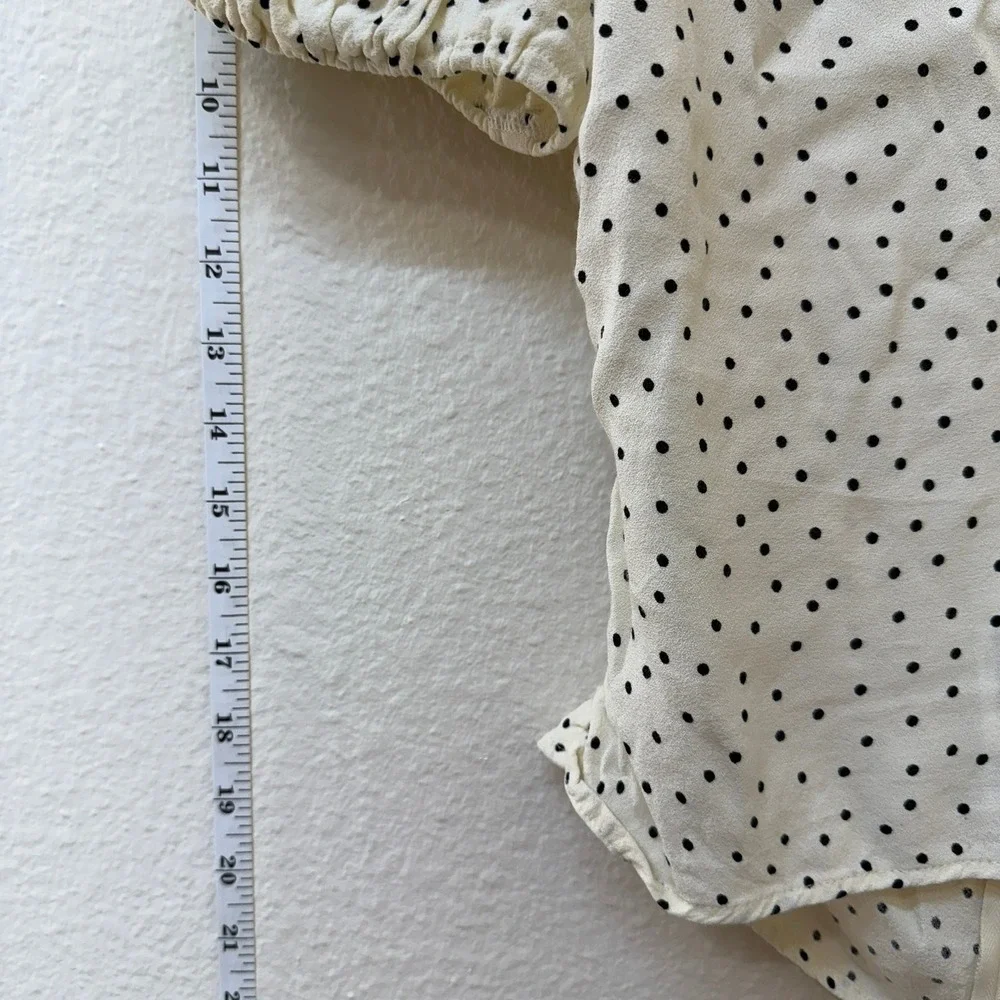 REFORMATION Polka Dot Top Women 2 Puff Sleeve Keyhole Back Coquette Feminine